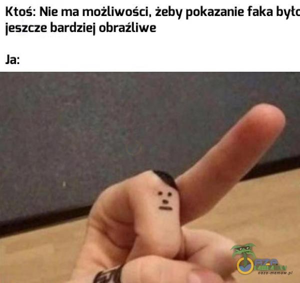 Ktoś: Nie ma możliwości, żeby pokazanie faka był jeszcze bardziej obraźliwe Ja: