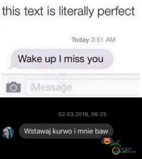 this text is literally perfect Wake up | miss you kj ) Wstawaj kurwo mms baw Lm)