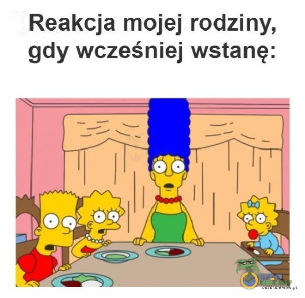 Reakcja mojej rodziny, gdy wcześniej wstanę: