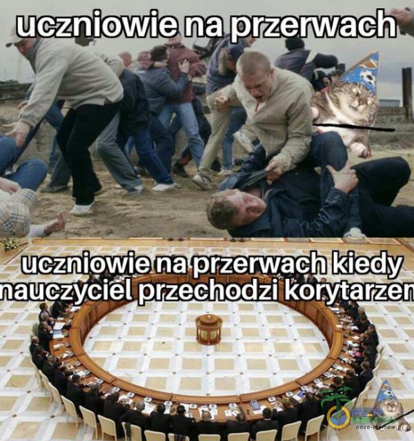 uczniowie na przerwach ucznięwie na przerwach kiedy nauczyciel przechodzikórytarzen