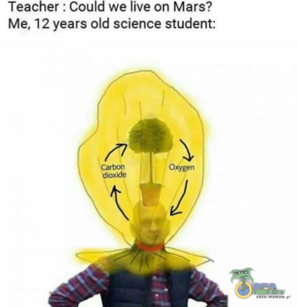 Teacher : Could we live cn Mars? Me, 1 2 years old science student