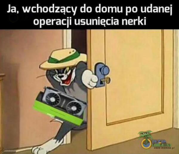 Ja, wchodzący do domu po udanej operacji usunięcia nerki