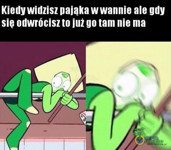 Kiedy widzisz pająka wwannie ale gdy sie odwrócisz to już go tam nie ma