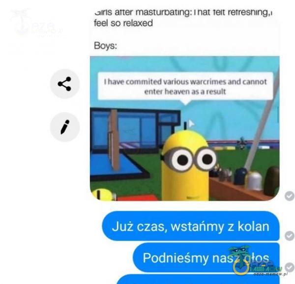 ans arter masturoatłng: I nat teł retresnłng,i feel so relaxed have mited various warcrimes and cannot enter heaven as a resutt o on Już czas, wstańmy z kolan Podnieśmy nasz głos