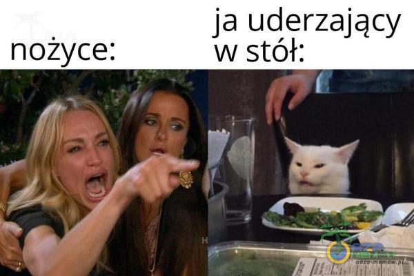 nożyce: ja uderzający w stół: