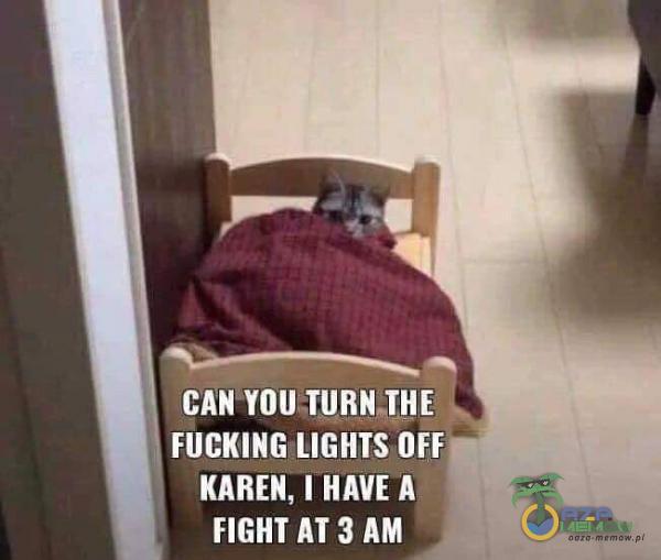 CAN YOU TURNTHE FUCKING LIGHTS OFF P KAREN,I HAVE A FIGHT 3 AM