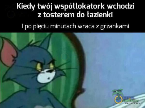 Kiedy twń] współlokatork wchodzi 2 testerem do łazienki I po pięciu minutach wraca z grzankami [ [ ]