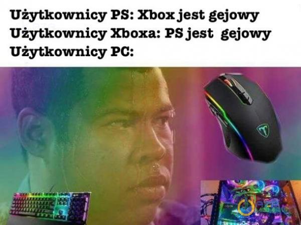 Użytkownicy PS: Xhbox jest gejowy Użytkownicy Xuoxa: PS jest gejowy Użytkownicy PC: