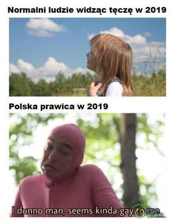 Normalni ludzie widząc tęczę w 2019 Polska prawica w 2019 I dunno man, seems kinda gay_ to me