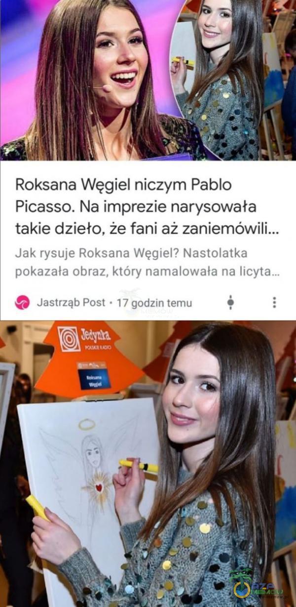 Roksana Węgiel niczym Pablo Picasso. Na imprezie narysowała takie dzieło, że fani aż zaniemó Jak rysuje Roksana Węgiel? Nastolatka pokazała obraz, który namalowała na Jastrząb Post • 17 godzin temu