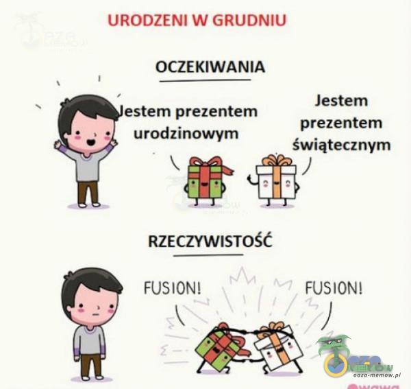 URODZENI W GRUDNIU OCZEKIWANIA estem prezentem . . urodzinowym RZECZYWISTOŚĆ FUSIONI Jestem prezentem świątecznym FUSIONI 1,