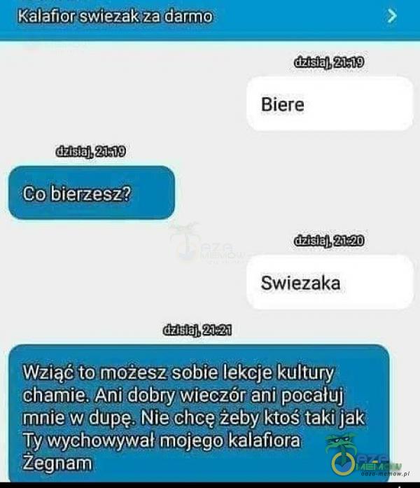 KalifiovswiezalczâdarnîOš Co biërzësž? Biere Swiezaka Wžiąśgmożesžsobië lekĆje kultury Chamie.•AniTlóbry wieczórani• pocałuj mnie w dupę: Niechcęșeby ktośîtakiijak Tywydhowywał mojego kalafiora Žegnam