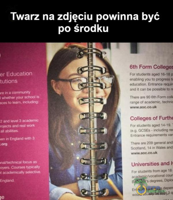 Twarz na zdjęciu powinna być po środku