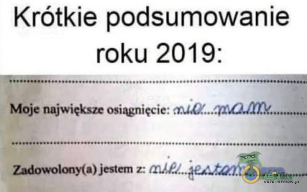 Krótkie podsumowanie. roku 2019: w—m-mvvvvvvw ...............