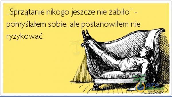 , ,Sprzątanie nikogo jeszcze nie zabiło” - pomyślałem sobie, ale postanowiłem nie ryzykować.