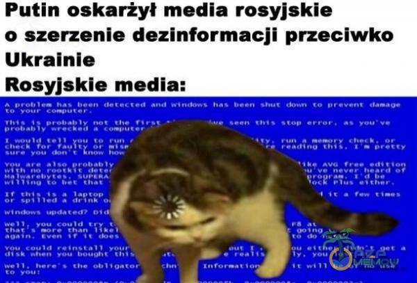 Putin oskarżył media rosyjskie o szerzenie dezinformacji przeciwko Ukrainie Rosyjskie media: 00