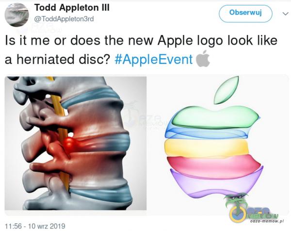 Todd Apeton III Obserwuj Is ił me or does the new Ape logo look like #ApeEvent Ó a herniated disc? 11:56. 10 wrz 2019