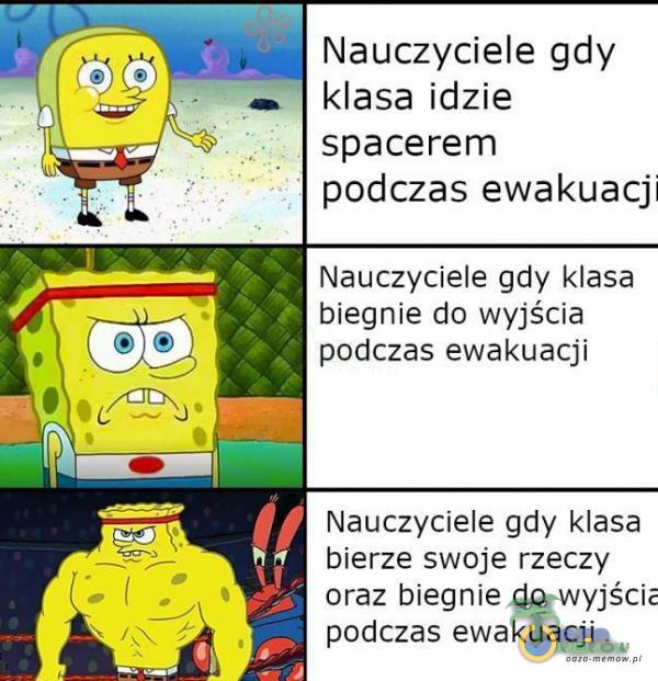 Nauczyciele gdy klasa idzie spacerem podczas ewakuacji Nauczyciele gdy klasa biegnie do wyjścia podczas ewakuacji Nauczyciele gdy klasa bierze swoje rzeczy oraz biegnie do wyjście podczas ewakuacji