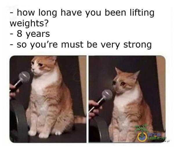 = how long have you been lifting weights? - 8 years - so you re must be very strong