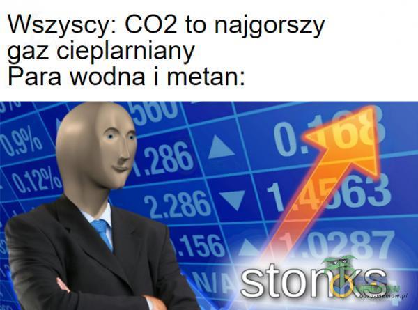 Wszyscy: C02 to najgorszy gaz ciearniany Para wodna i metan: stonksG