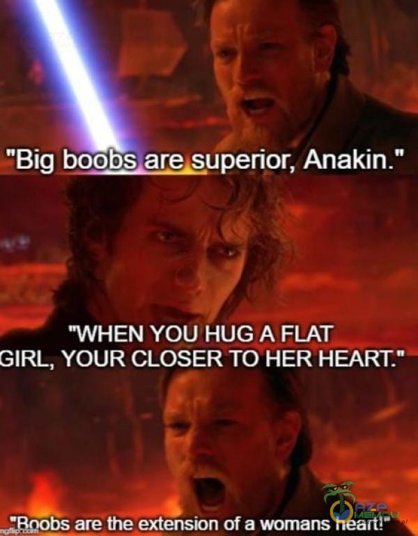 Big Anakin. WHEN YOU HUG A FLAT GIRL, YOUR CLOSER TO HER HEART.Đ• bs are the extension of a womans heart!